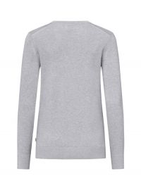 Pullover Damen aus Baumwolle in Grau mit Rundhalsausschnitt und Rippbündchen